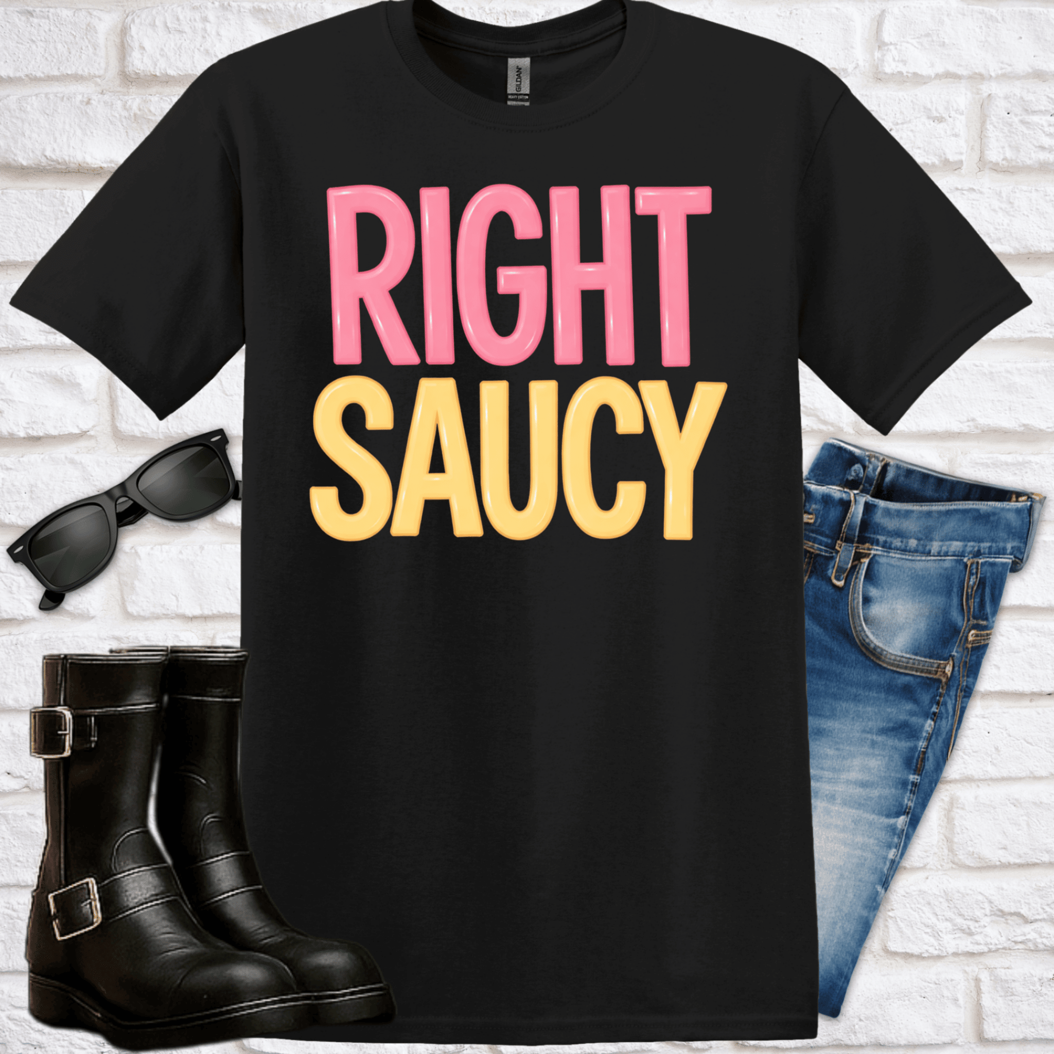Right Saucy T-Shirt — Fun Pink & Yellow Graphic Tee - Newfinese Please
