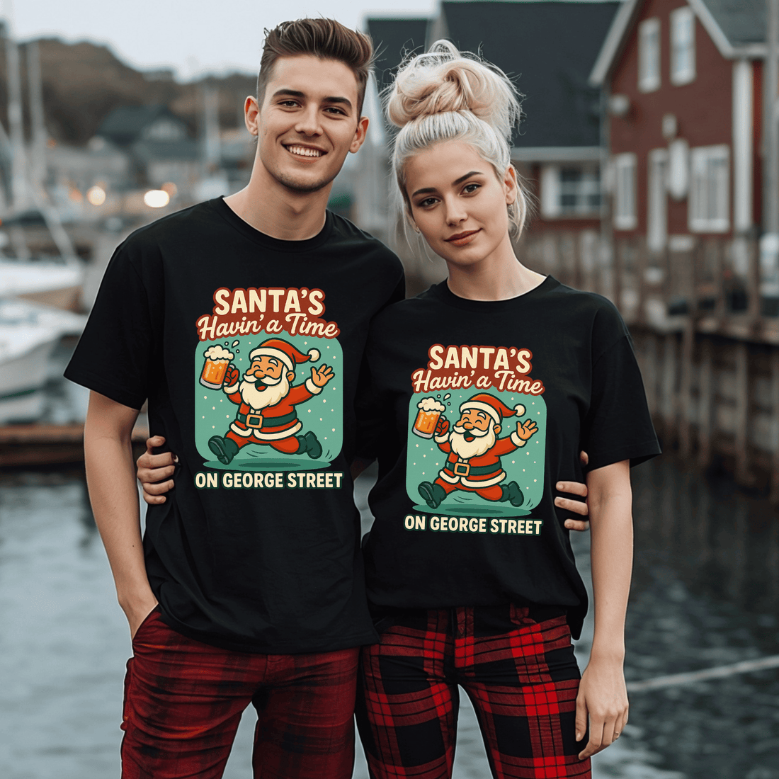 "Santa's Havin' a Time on George Street" T-Shirt - Newfinese Please