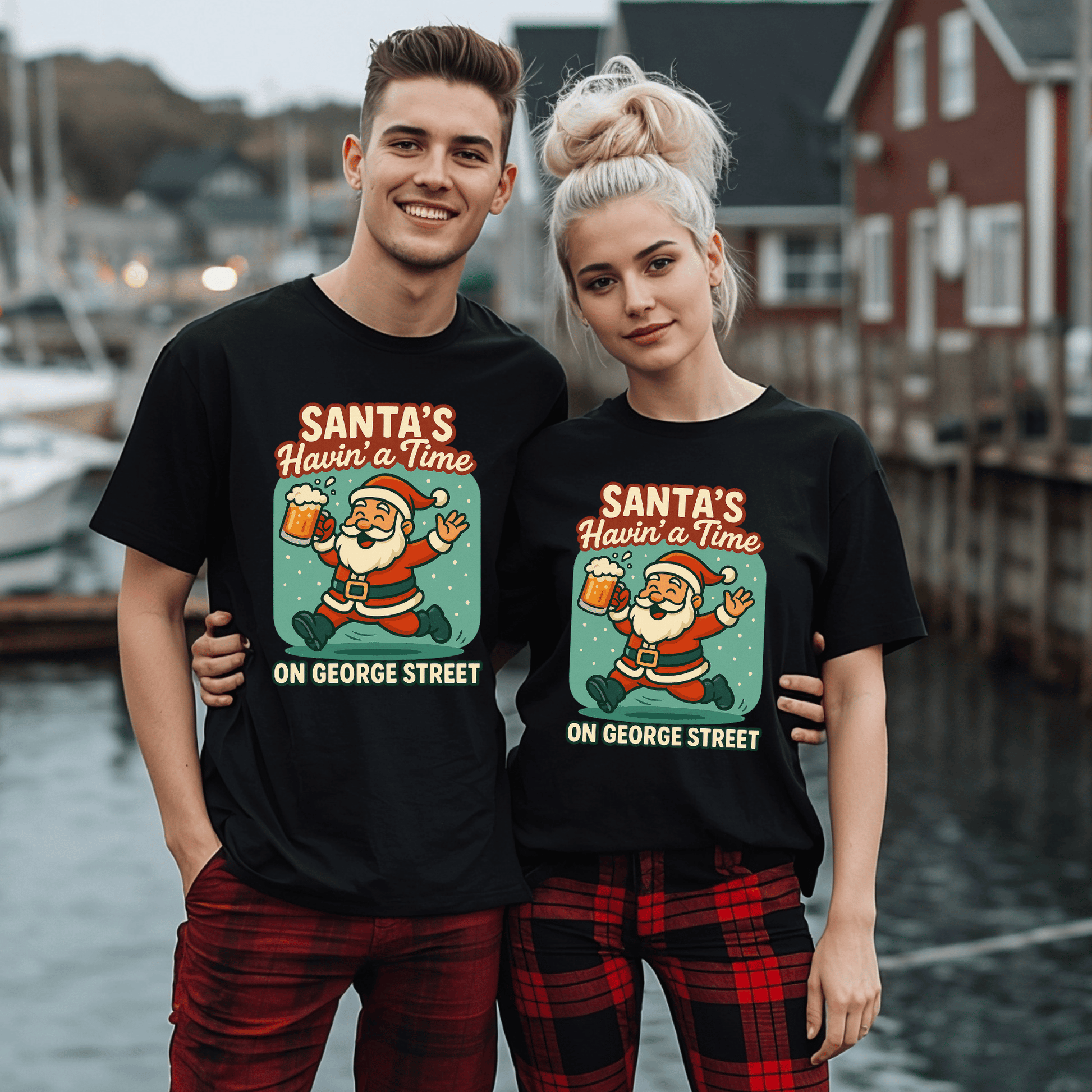 "Santa's Havin' a Time on George Street" T-Shirt - Newfinese Please