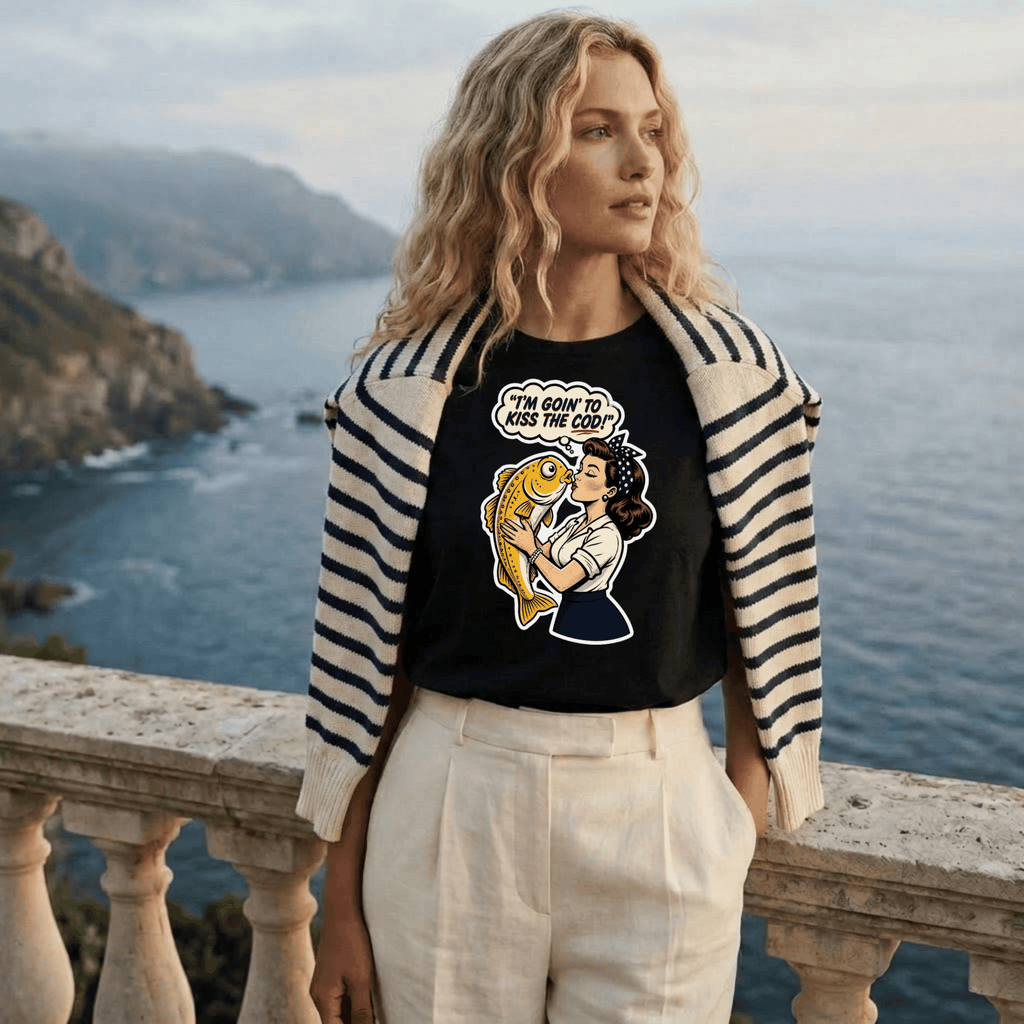 “Screech - In Cod Kiss T-Shirt – Funny Newfoundland Tradition Tee (Women’s Version)” - Newfinese Please