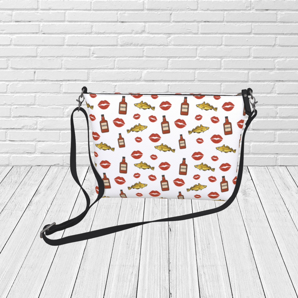 Screeched In Newfoundland Crossbody – Rum, Cod & Kiss Pattern Travel & Gift Purse - Newfinese Please
