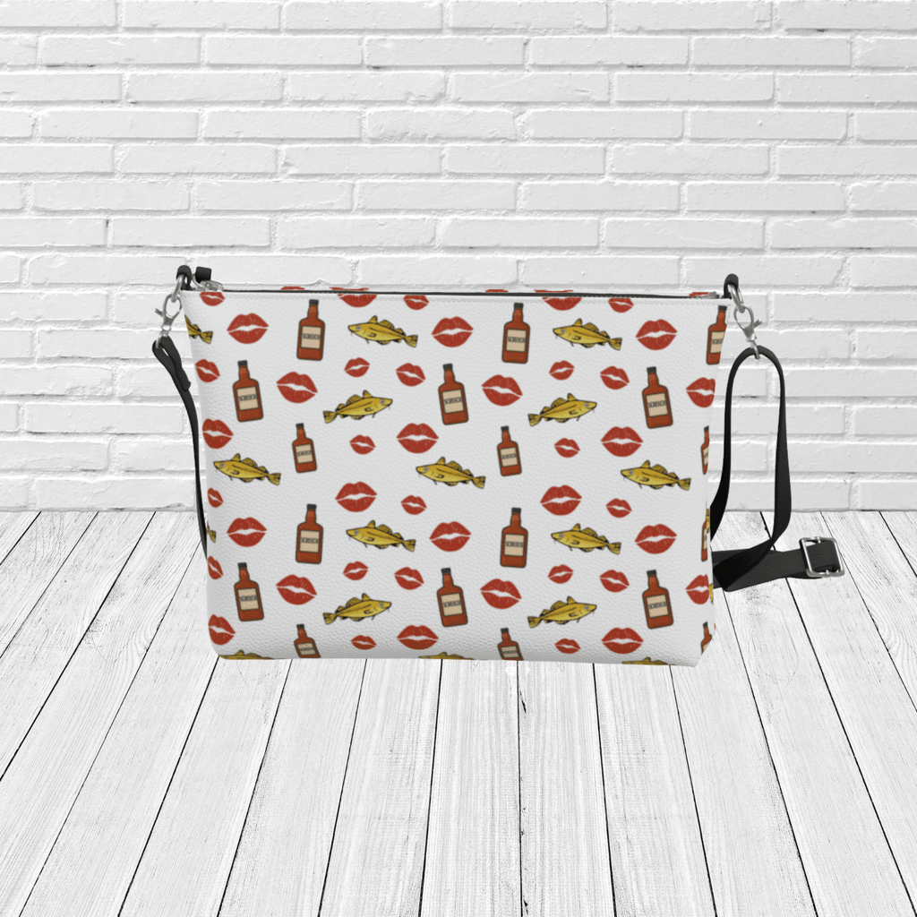 Screeched In Newfoundland Crossbody – Rum, Cod & Kiss Pattern Travel & Gift Purse - Newfinese Please