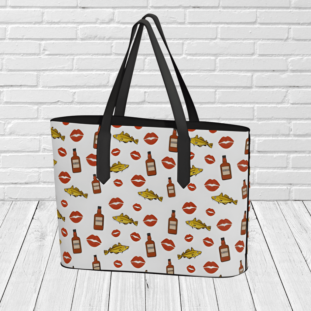 Screeched In Newfoundland Tote Bag – Rum, Cod & Kiss Pattern Travel & Gift Tote - Newfinese Please