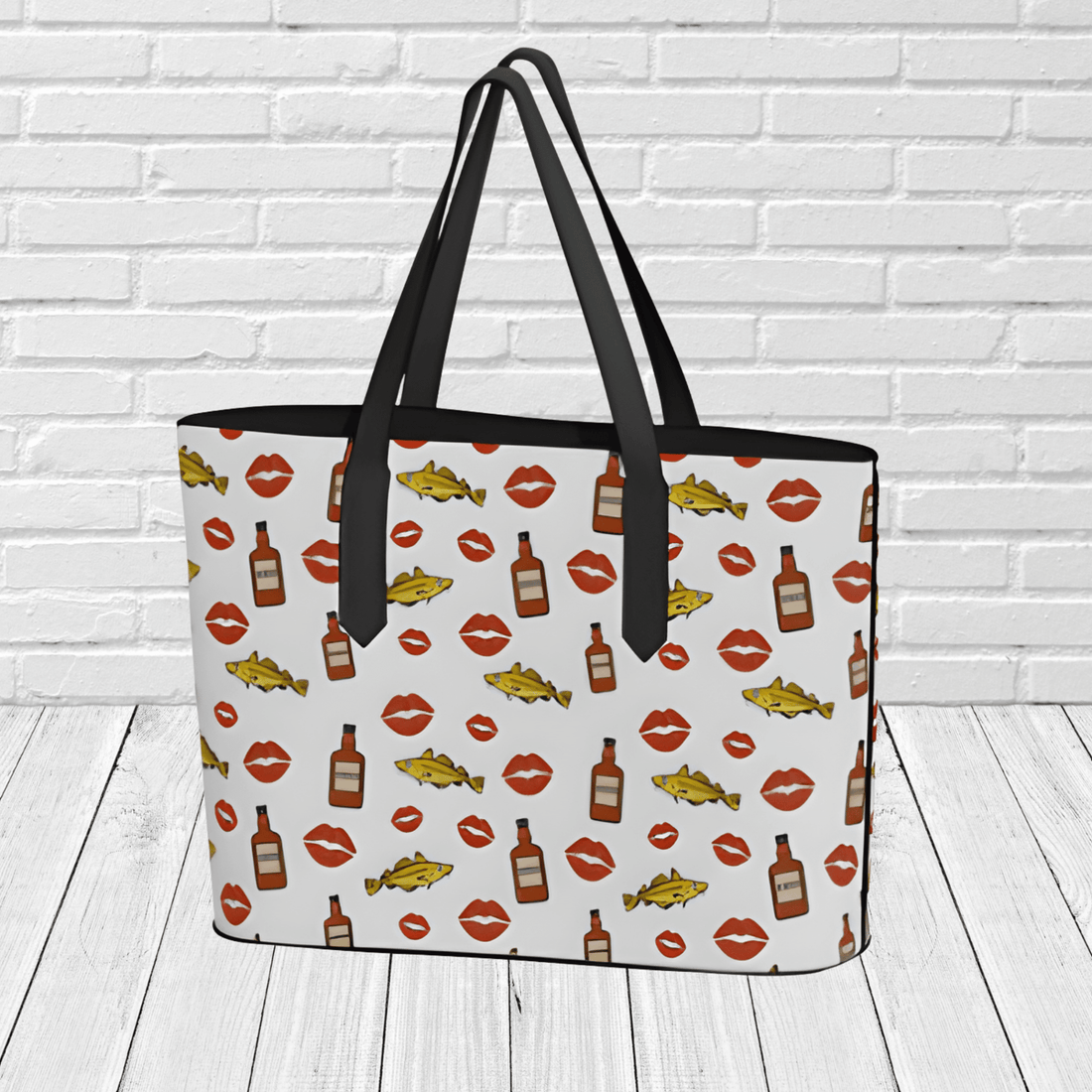 Screeched In Newfoundland Tote Bag – Rum, Cod & Kiss Pattern Travel & Gift Tote - Newfinese Please