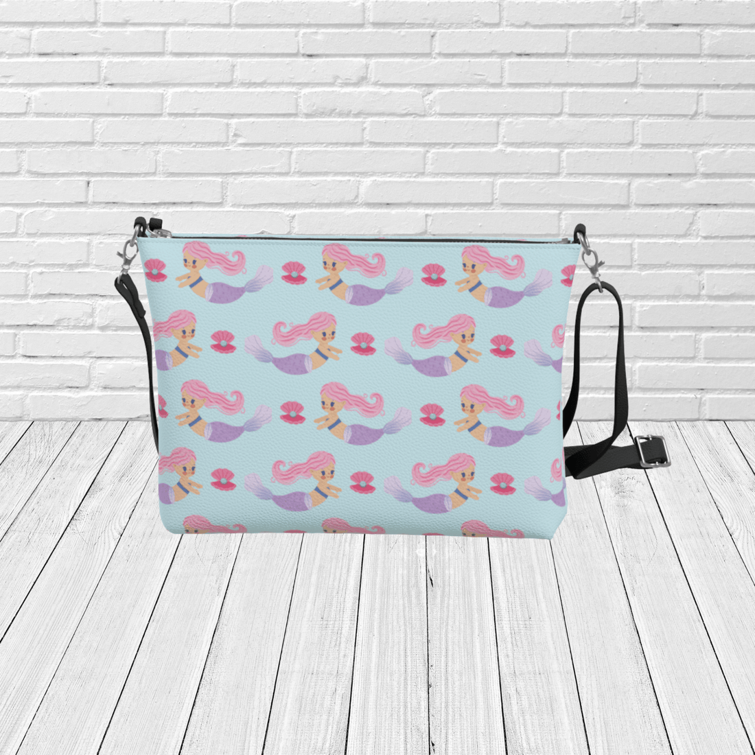 Seafoam Mermaid Pattern Crossbody – Coastal Beach & Travel Crossbody - Newfinese Please