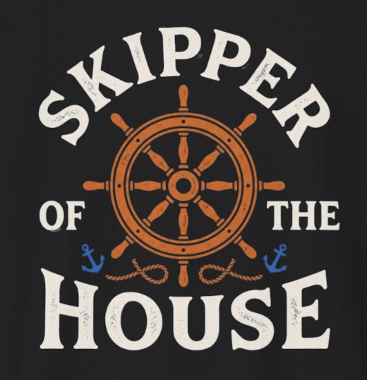 Skipper House Nautical T-Shirt — Captain Wheel & Anchors Crew Tee - Newfineseplease.ca