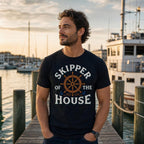 Skipper House Nautical T-Shirt — Captain Wheel & Anchors Crew Tee - Newfineseplease.ca