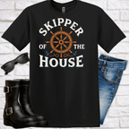 Skipper House Nautical T-Shirt — Captain Wheel & Anchors Crew Tee - Newfineseplease.ca