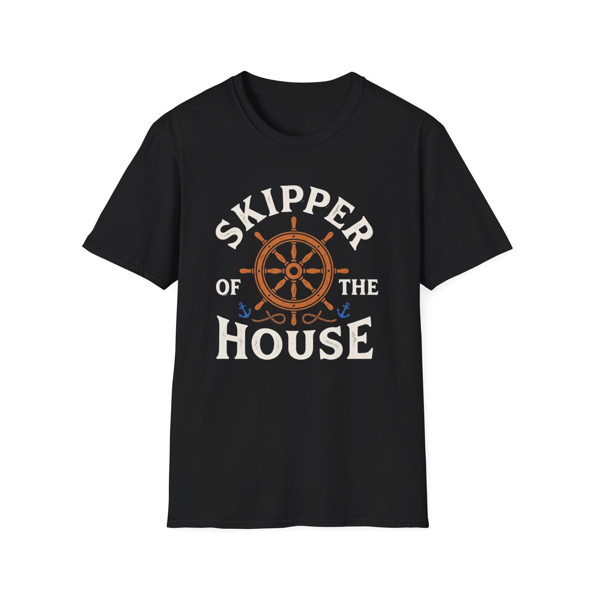 Skipper House Nautical T-Shirt — Captain Wheel & Anchors Crew Tee - Newfineseplease.ca