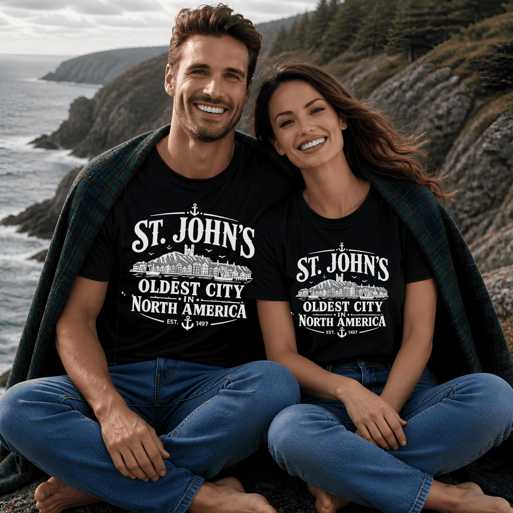"St. John's — Oldest City in North America" Tee — Newfoundland Collection - Newfineseplease.ca