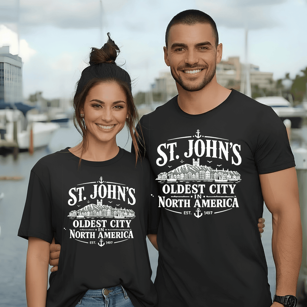"St. John's — Oldest City in North America" Tee — Newfoundland Collection - Newfineseplease.ca