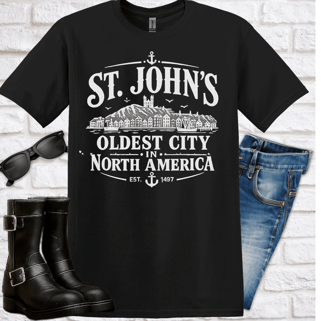 "St. John's — Oldest City in North America" Tee — Newfoundland Collection - Newfineseplease.ca