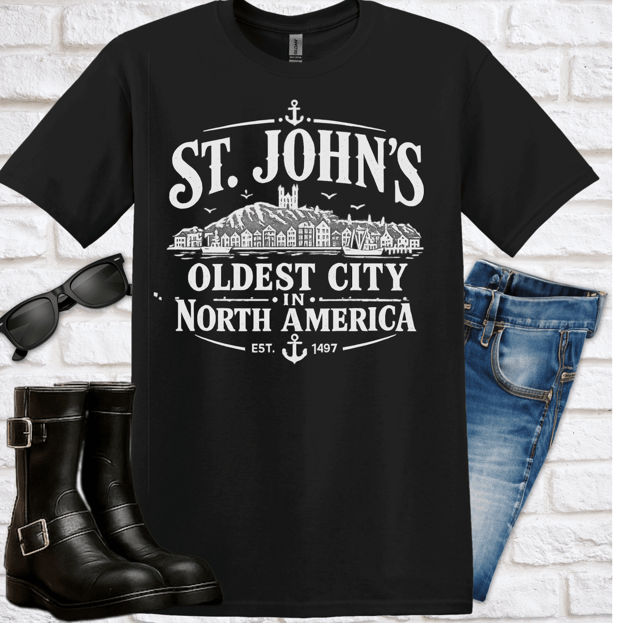 "St. John's — Oldest City in North America" Tee — Newfoundland Collection - Newfineseplease.ca