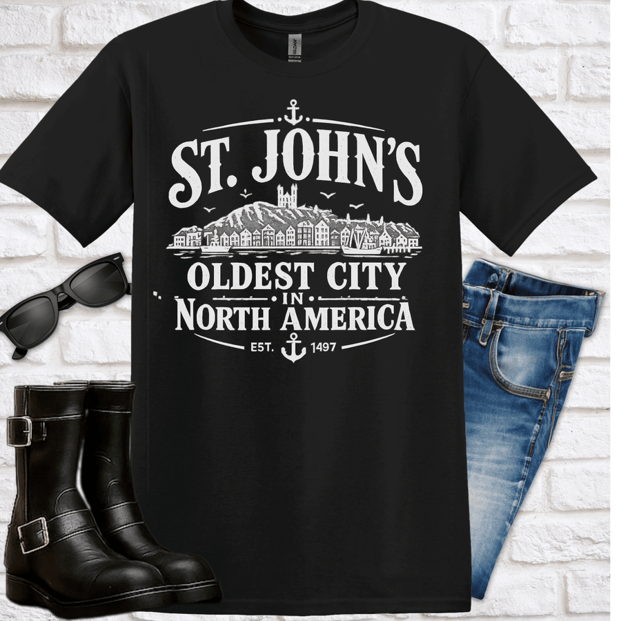 "St. John's — Oldest City in North America" Tee — Newfoundland Collection - Newfineseplease.ca