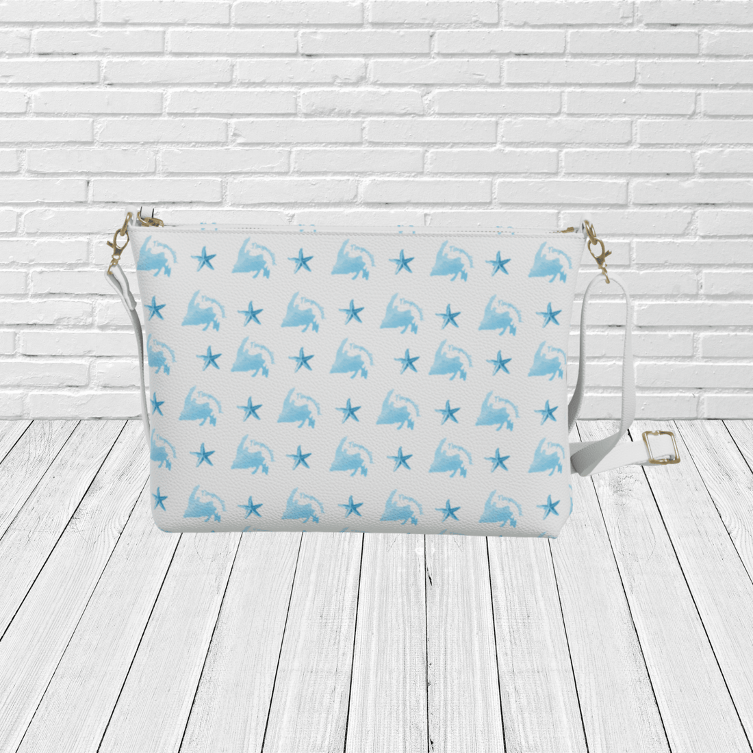 Starfish & Newfoundland Pattern Crossbody – Coastal Beach Travel Purse - Newfinese Please