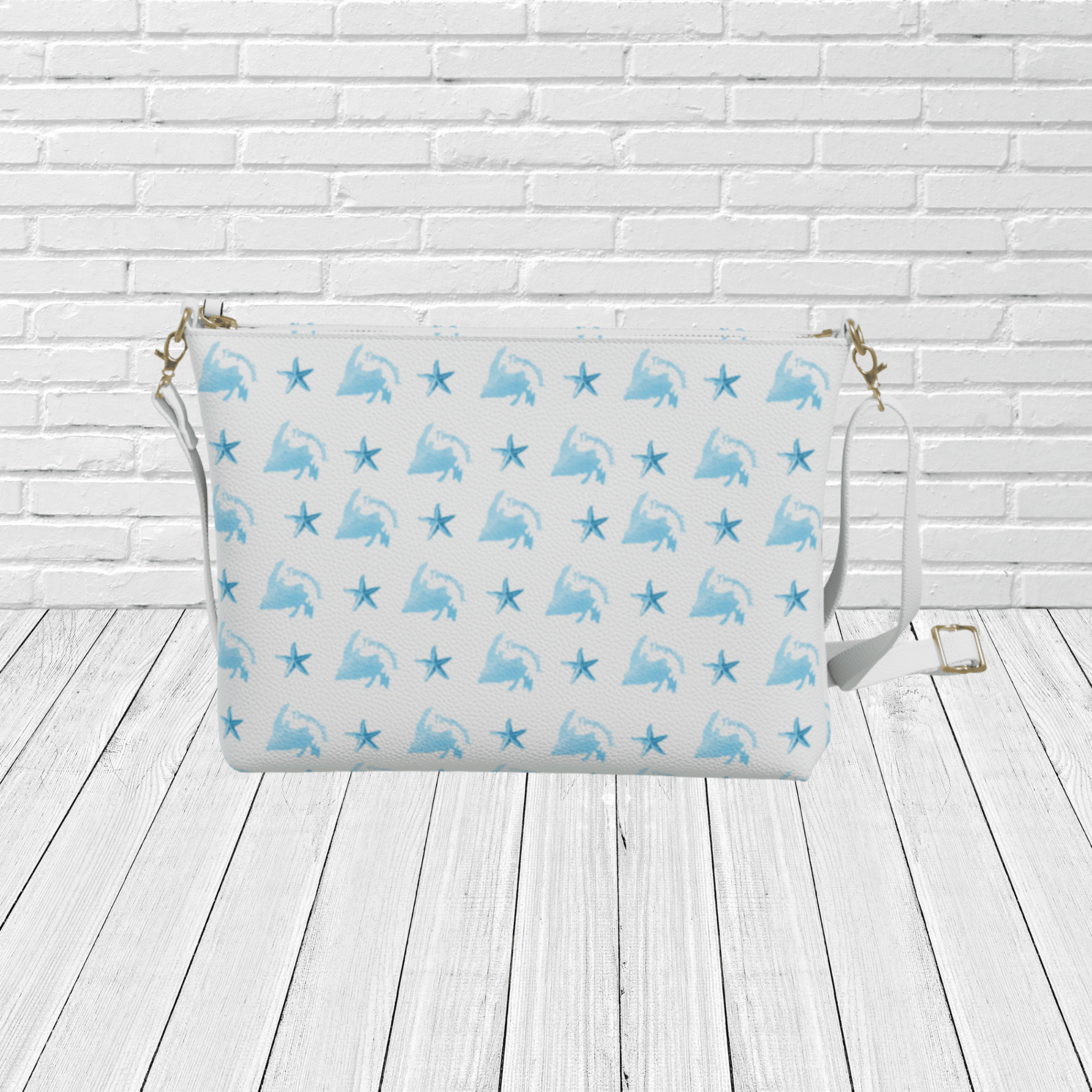 Starfish & Newfoundland Pattern Crossbody – Coastal Beach Travel Purse - Newfinese Please