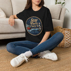 Stay Where You’re To Nautical T-Shir - Maritime Puffin Boat, Newfoundland Classic Collection - Newfineseplease.ca