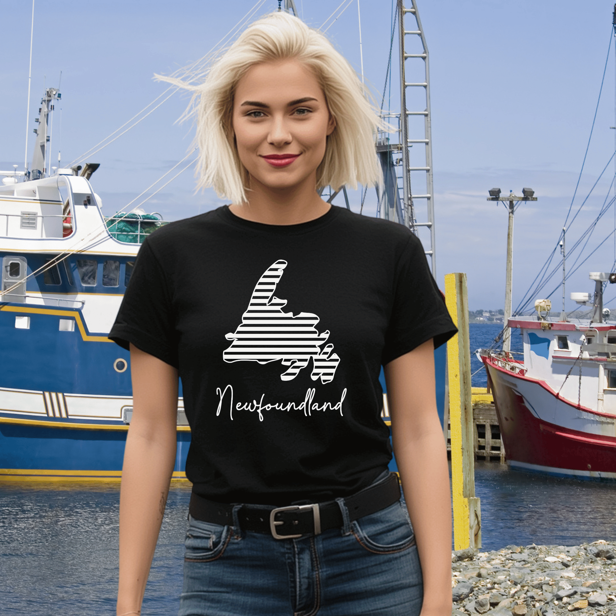 "Striped Newfoundland" T-Shirt - Newfinese Please