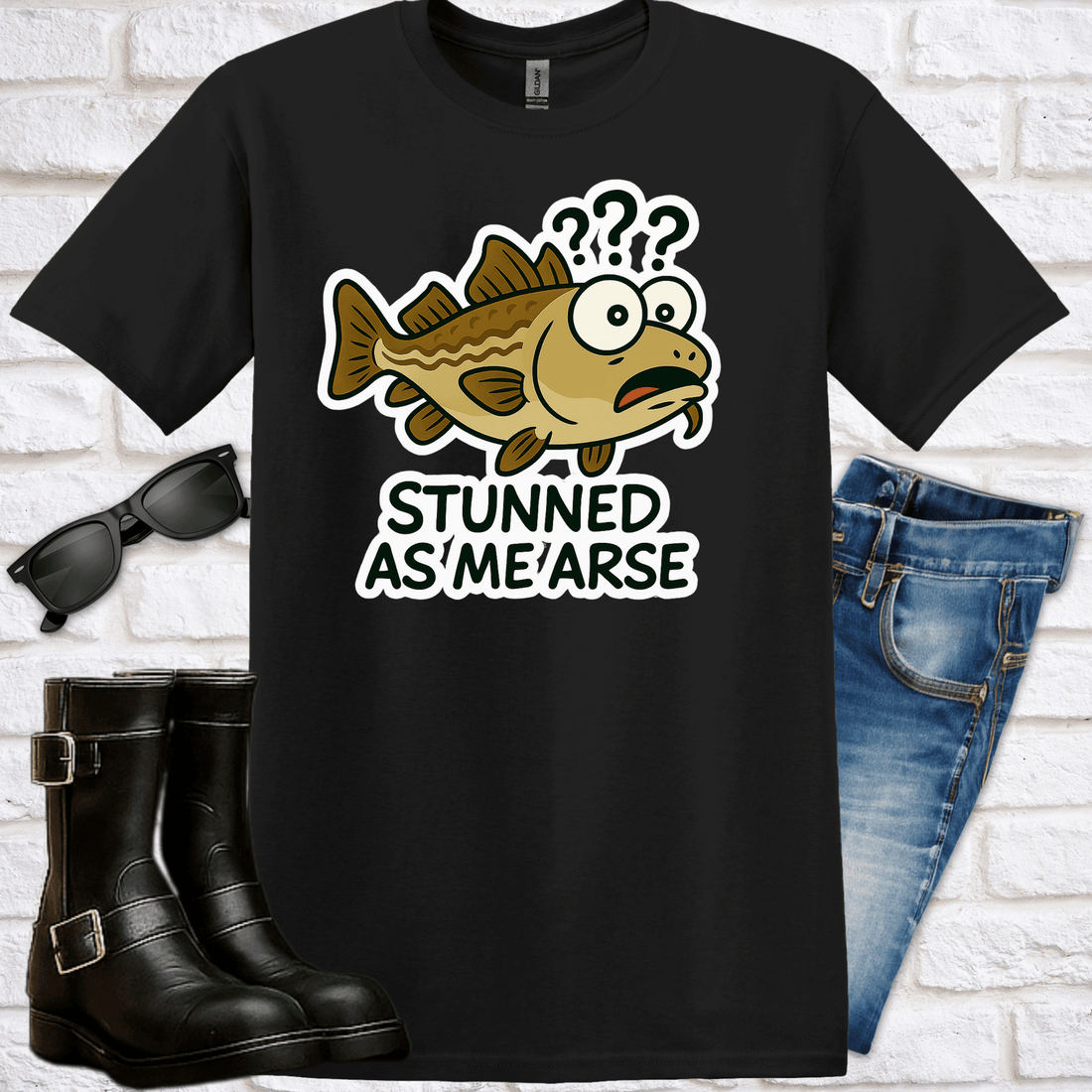 "Stunned As Me'Arse" Cod Tee - Newfinese Please