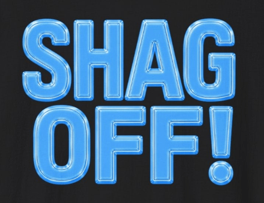T-Shirt — 'SHAG OFF!' Bold Blue Statement Tee - Newfineseplease.ca