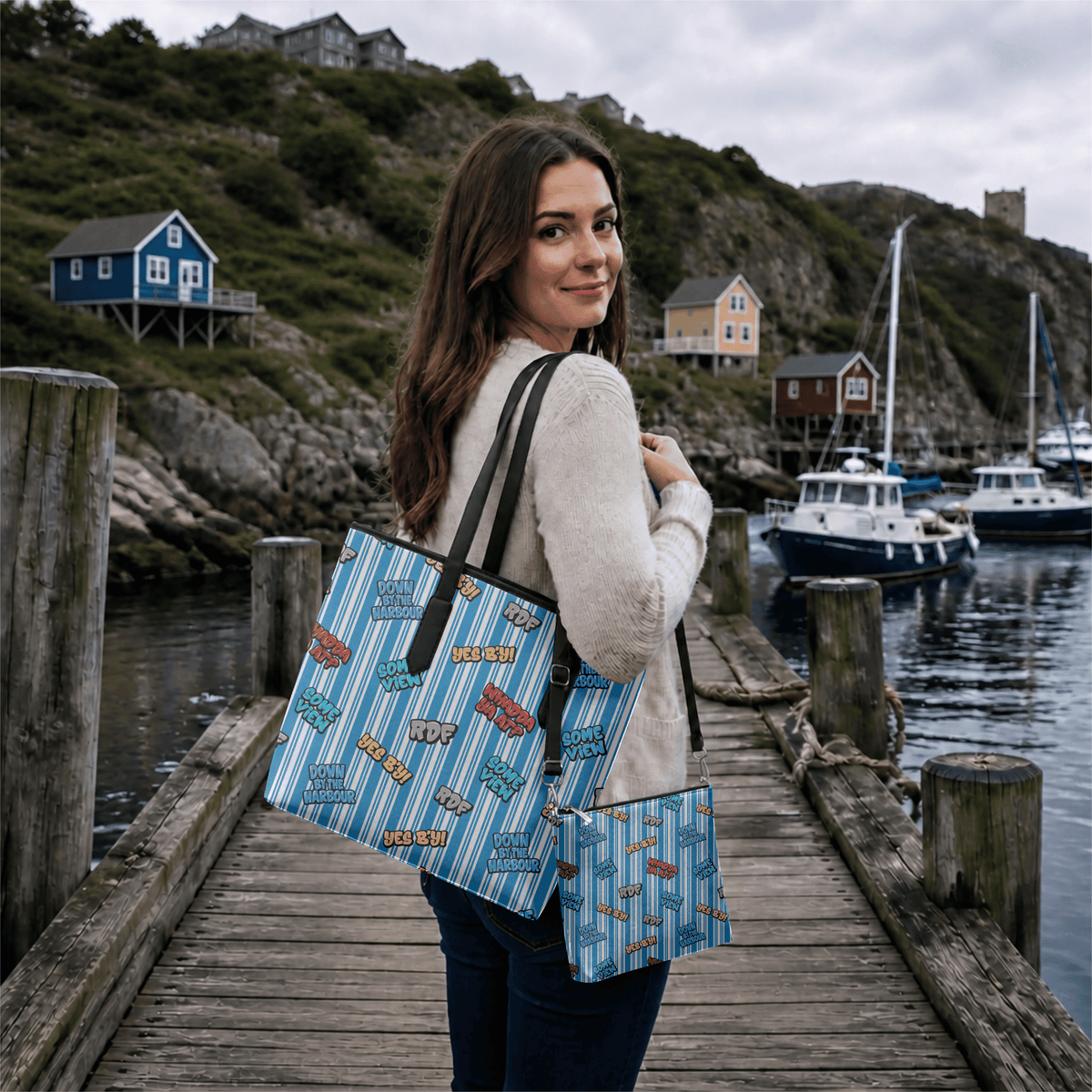 "Talk of the Harbour" Striped Tote - Newfineseplease.ca