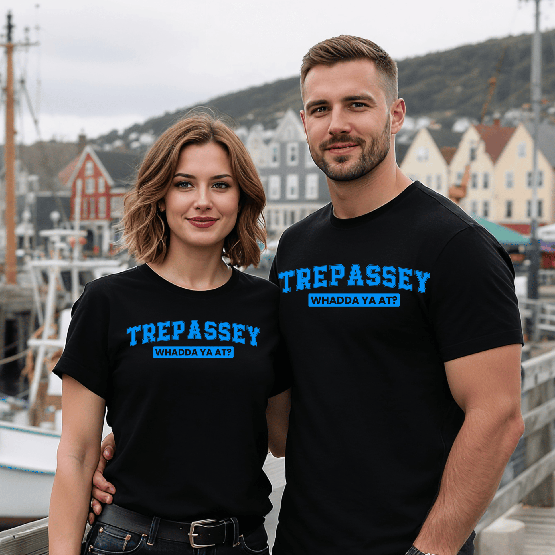 TREPASSEY “Whadda Ya At?” Black Tee - Newfinese Please