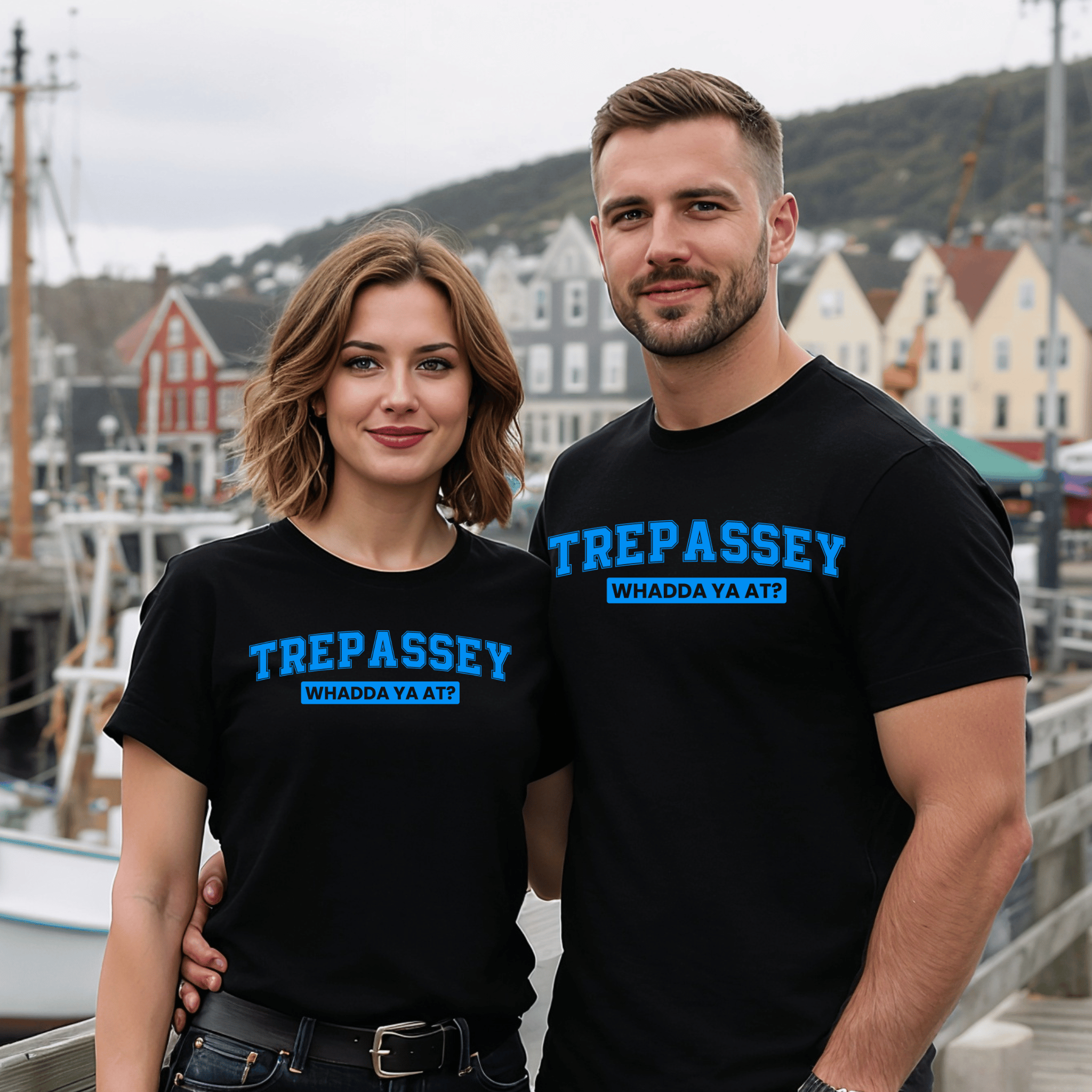 TREPASSEY “Whadda Ya At?” Black Tee - Newfinese Please
