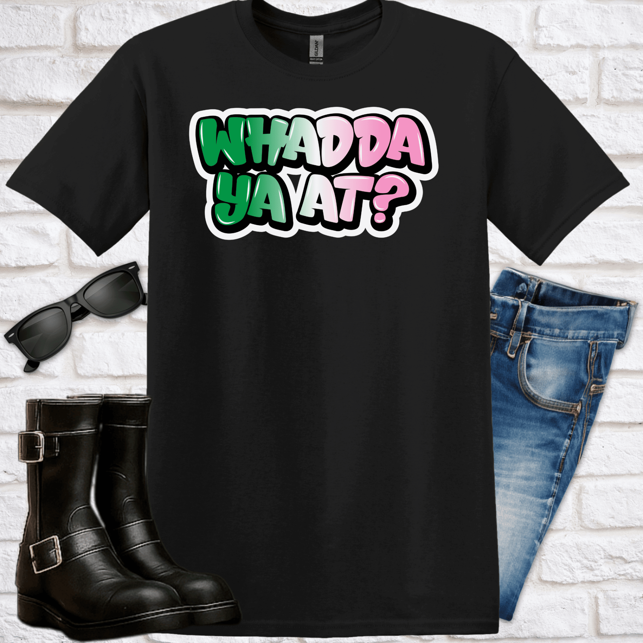Tricolor Graffiti "Whadda Ya At?" T-Shirt - Newfinese Please
