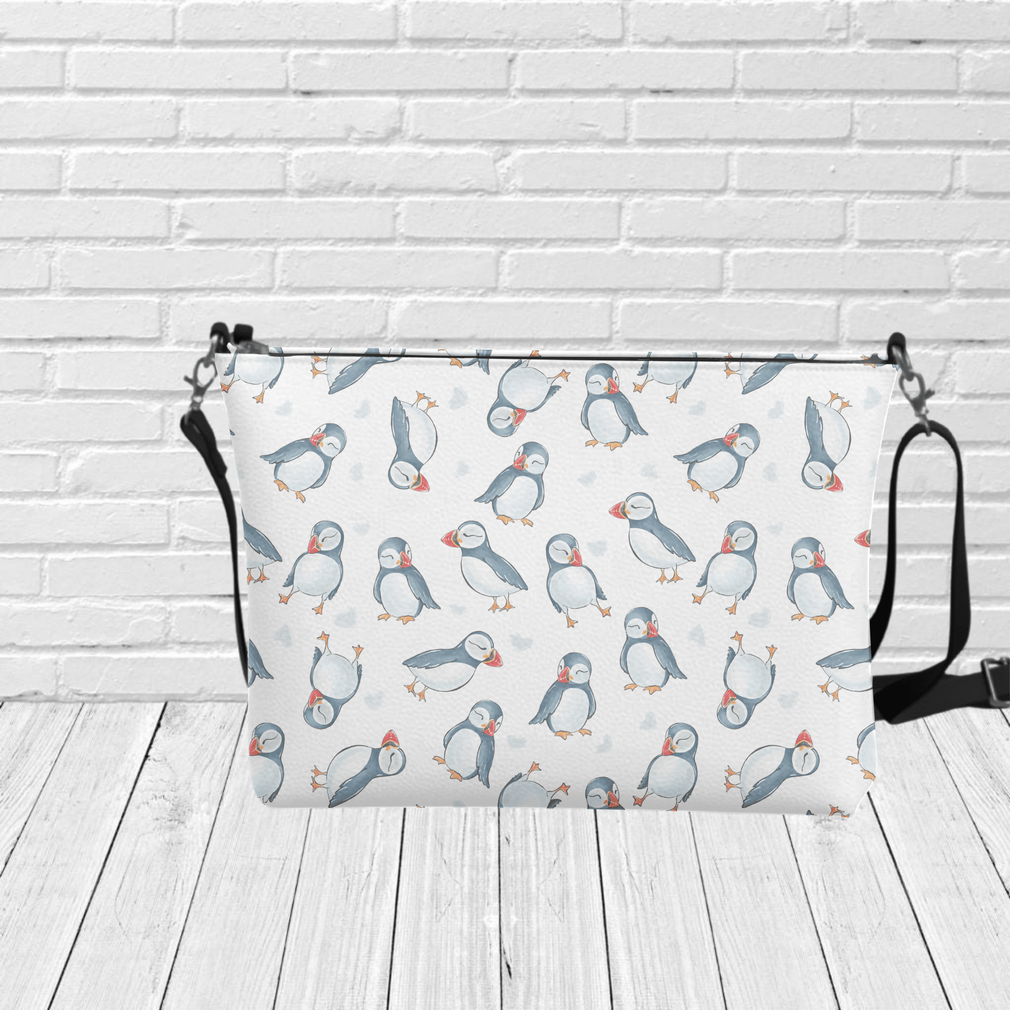 "Watercolour Puffins" Crossbody - Newfineseplease.ca