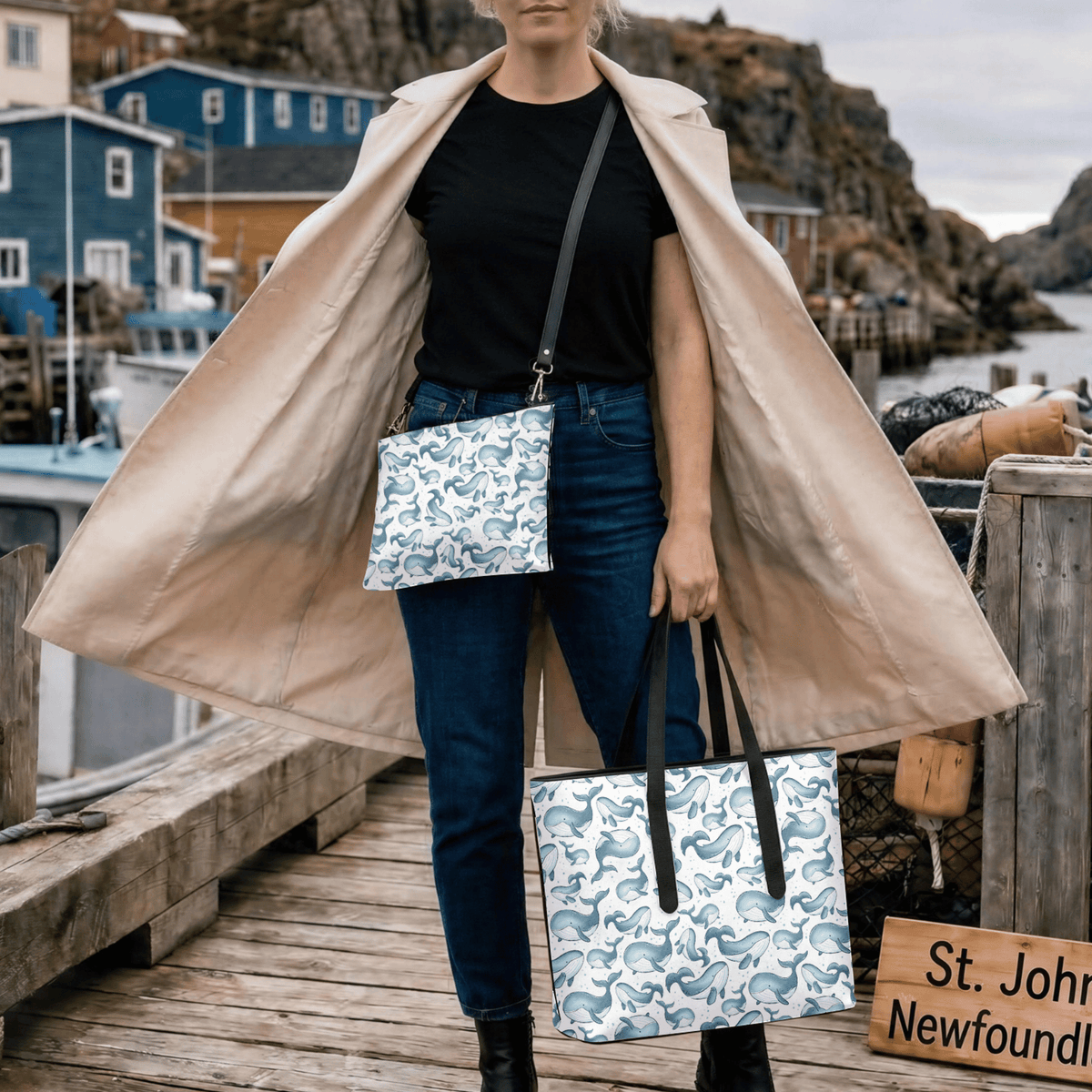 Watercolour Whales Crossbody - Newfineseplease.ca
