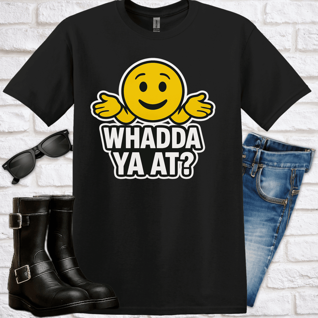"Whadda Ya At?" Emoji T-Shirt - Newfinese Please