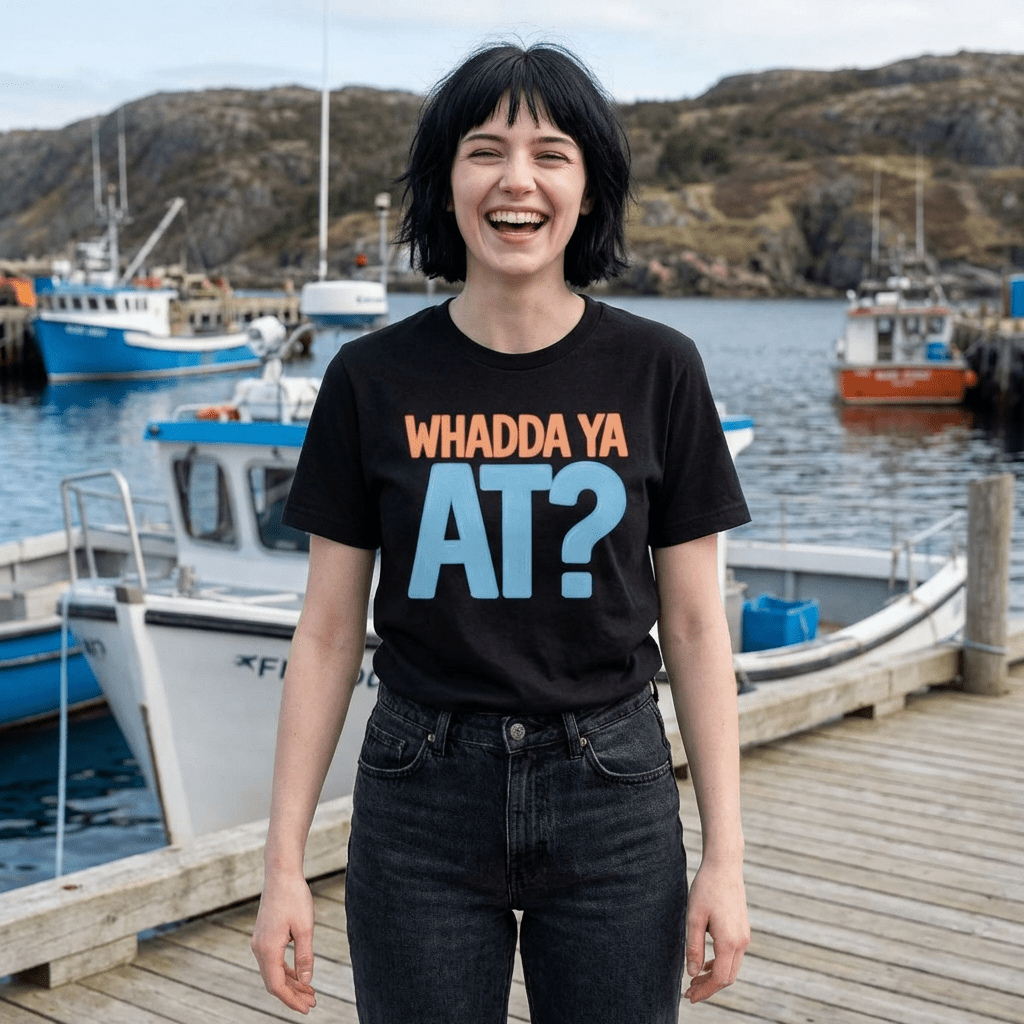Whadda Ya At? Graphic T-Shirt — Bold Retro Lettering Tee - Newfinese Please