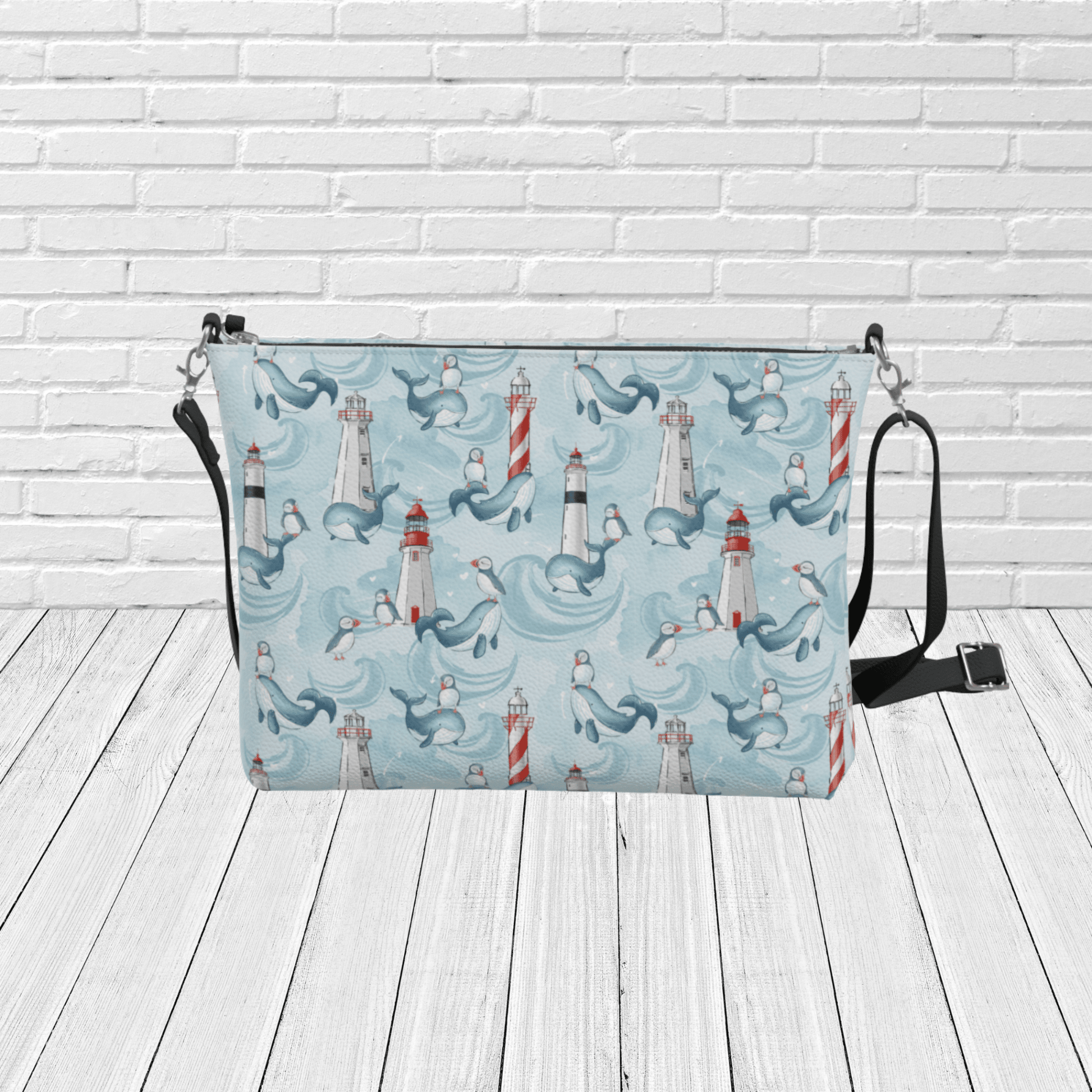 Whale & Puffin Crossbody – Coastal Newfoundland Travel & Gift Crossbody - Newfinese Please