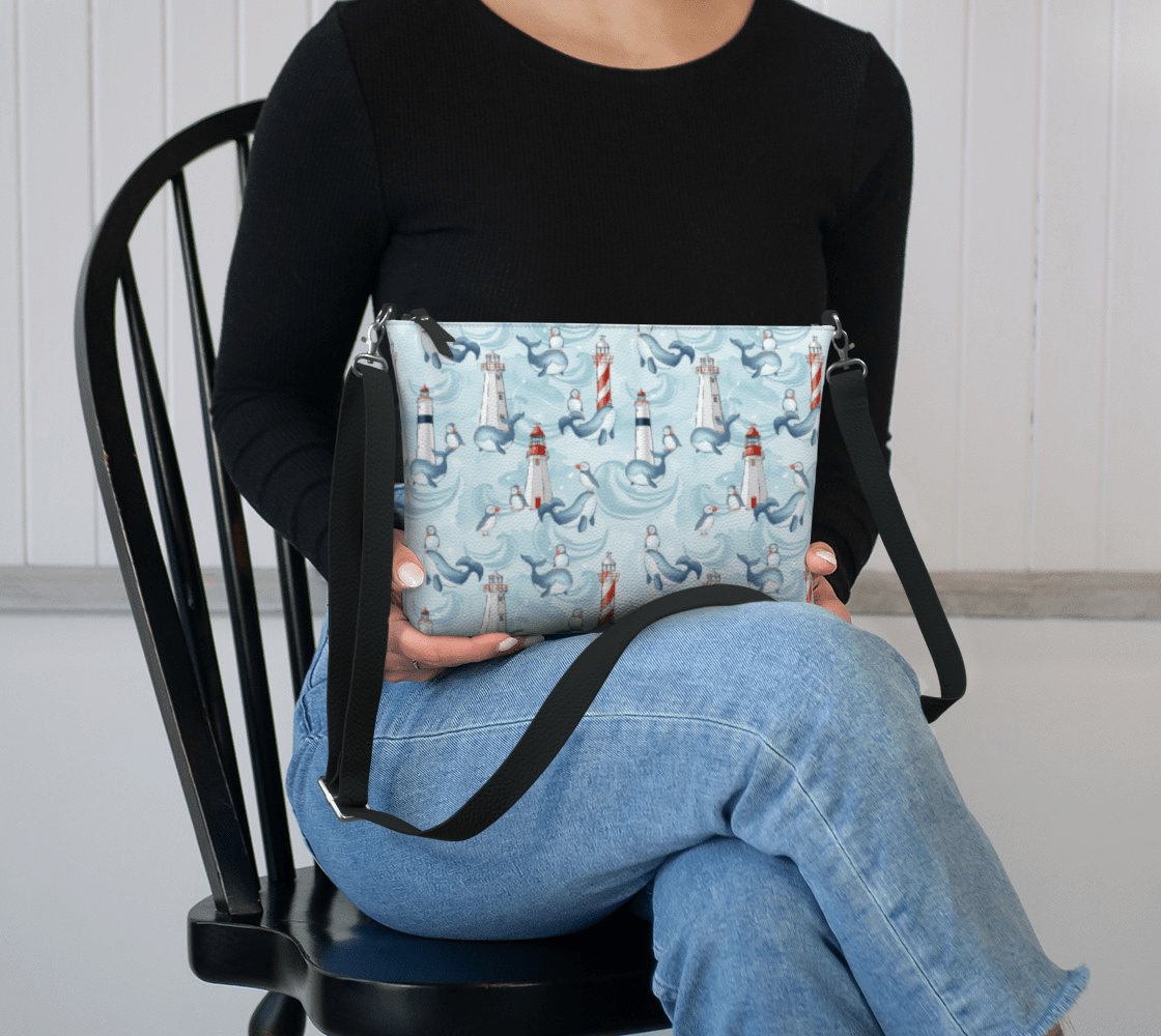 Whales & Puffins Crossbody Purse - Newfinese Please