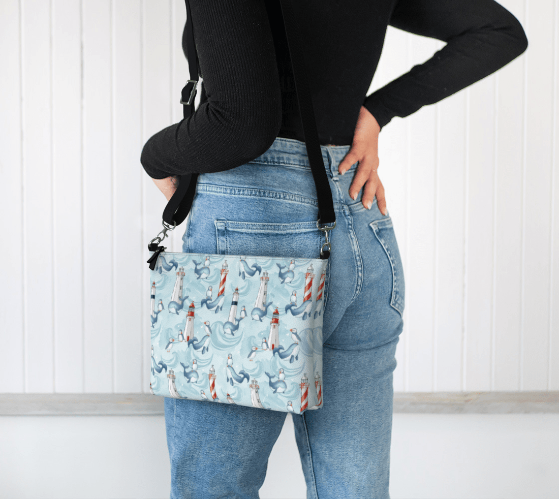 Whales & Puffins Crossbody Purse - Newfinese Please
