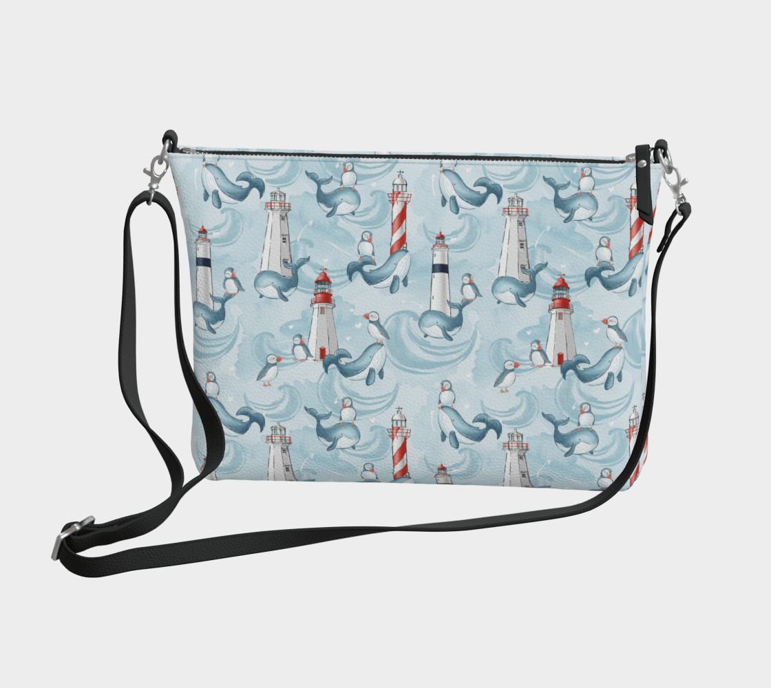 Whales & Puffins Crossbody Purse - Newfinese Please