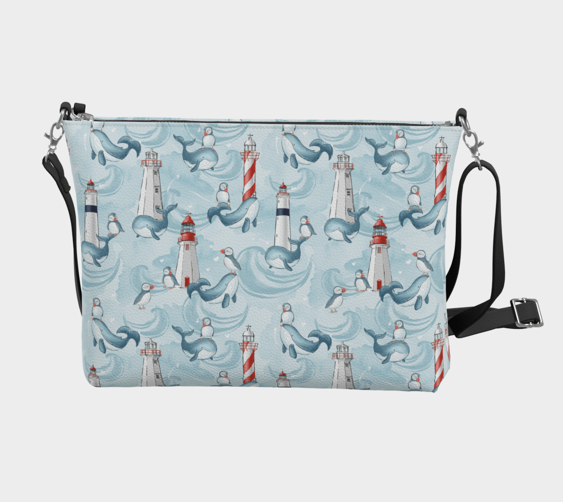 Whales & Puffins Crossbody Purse - Newfinese Please