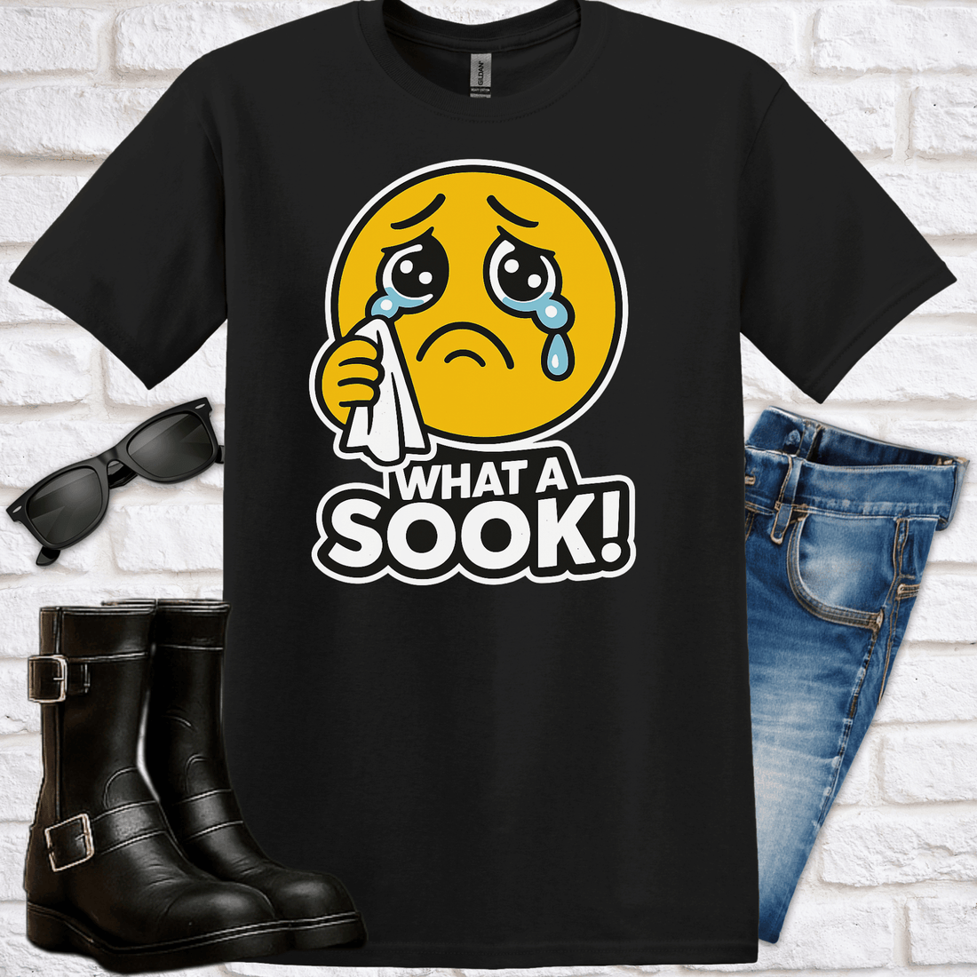 "WHAT A SOOK! Crying Emoji" T-Shirt - Newfinese Please