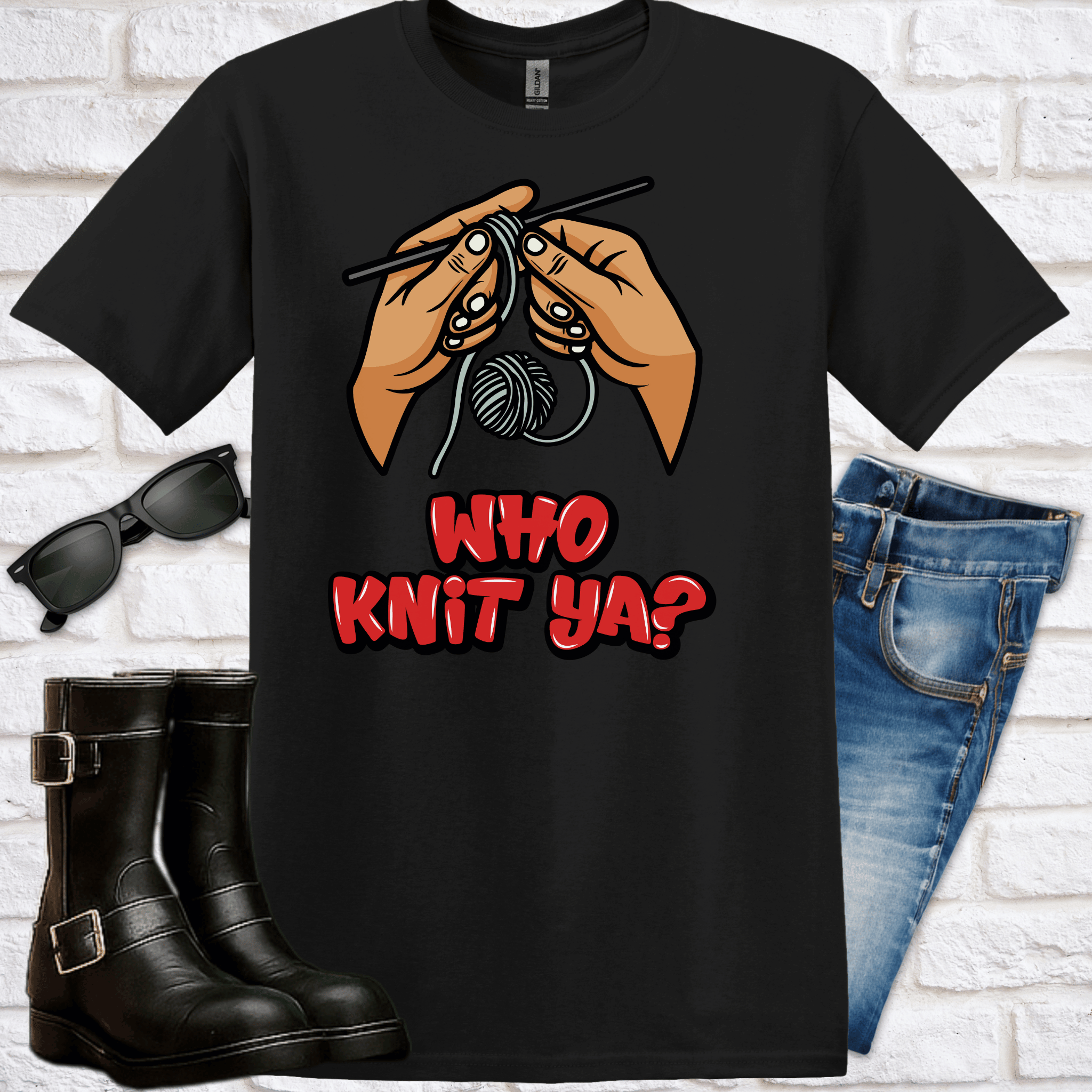 Who Knit Ya? Knitting T-Shirt - Newfinese Please