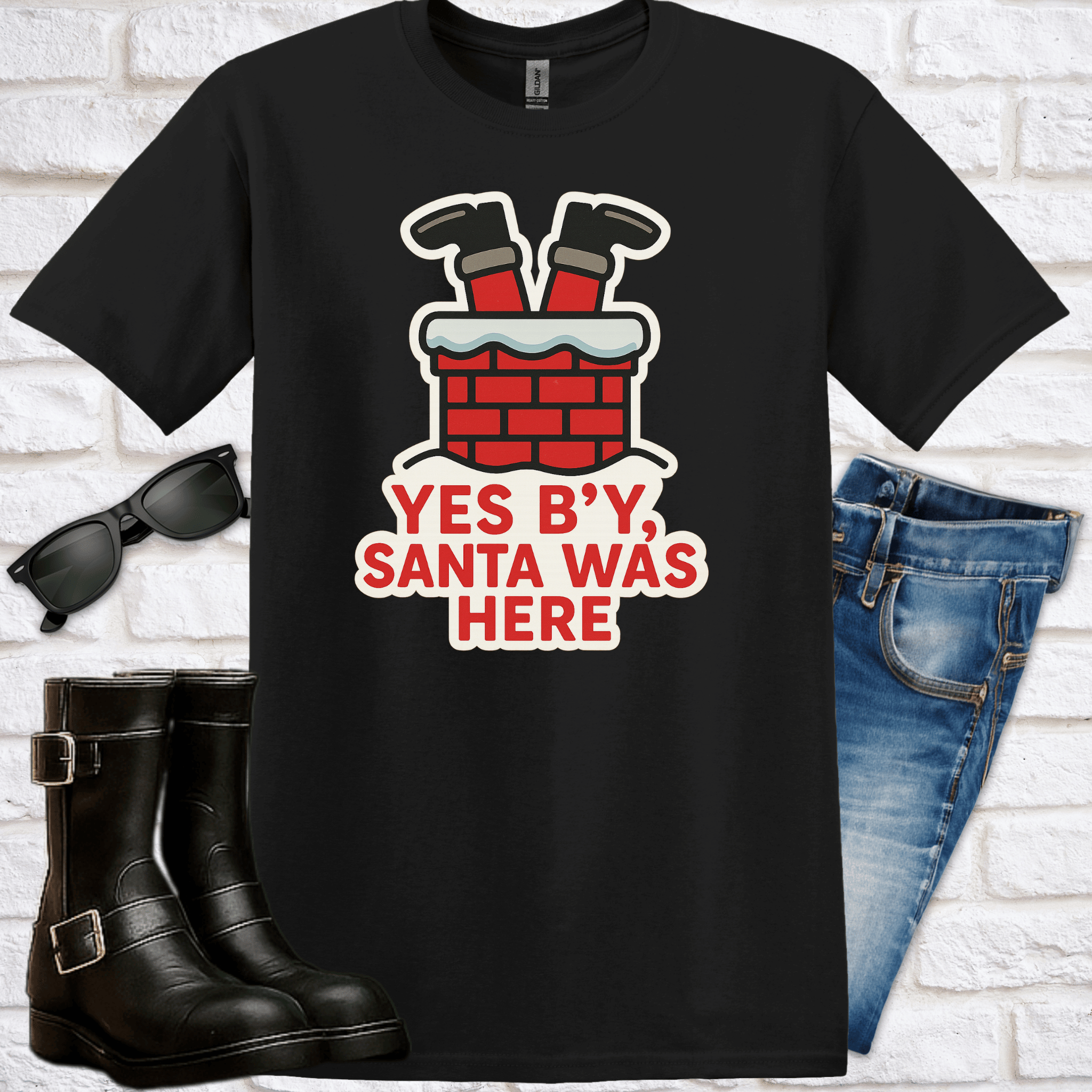 "Yes B'y, Santa was Here" T-Shirt - Newfinese Please
